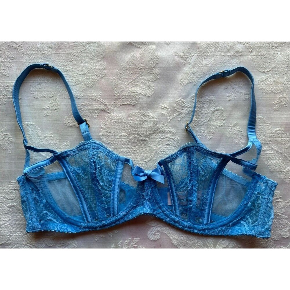 AGENT PROVOCATEUR Rozlyn Lace-trimmed Tulle & Satin Underwired Bra 36B NWOT